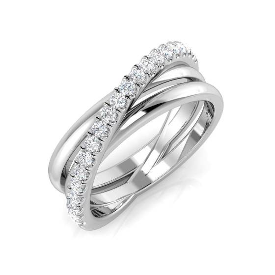 0.30ct SI2/G Round cut Cris Cross Ring in 18k White Gold