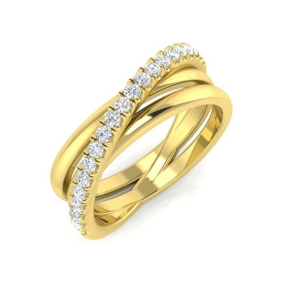 0.30ct SI2/G Round cut Cris Cross Ring in 18k Yellow Gold