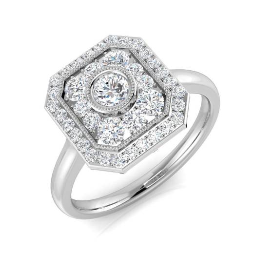 0.65ct SI2/G Round cut Diamond Vintage Ring in Platinum