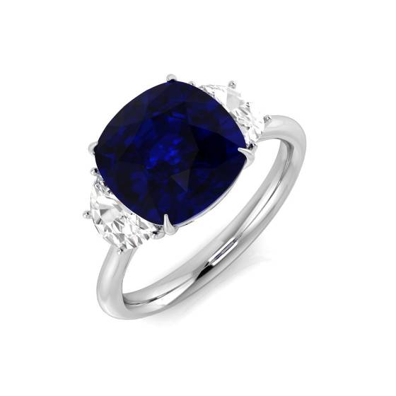 4.48ct SI1/G Cushion cut Blue Sapphire Gemstone Ring in Platinum