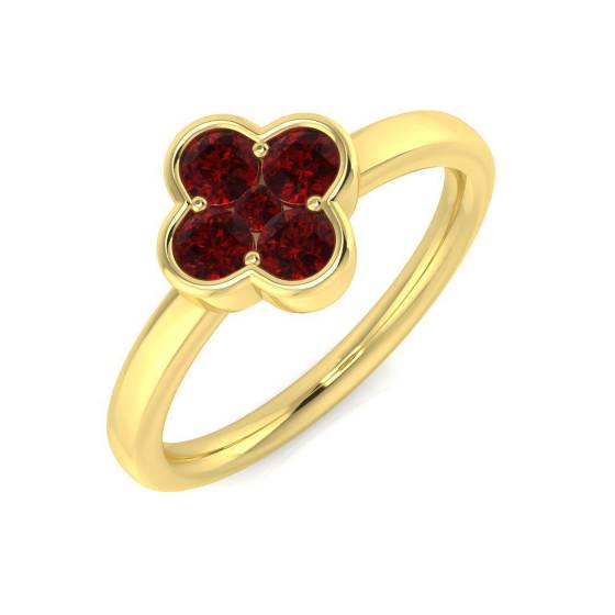 0.53ct AA Round cut Ruby Gemstone Bezel Set Ring in 18k Yellow Gold