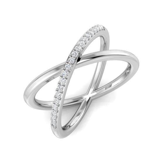 0.11ct SI2/G Round cut Cris Cross Ring in Platinum