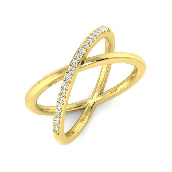 0.11ct SI2/G Round cut Cris Cross Ring in 18k Yellow Gold