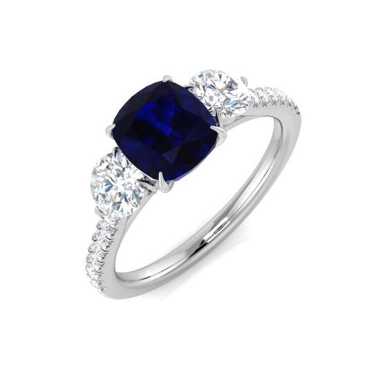 1.91ct SI1/G Cushion cut Blue Sapphire Gemstone Ring in Platinum