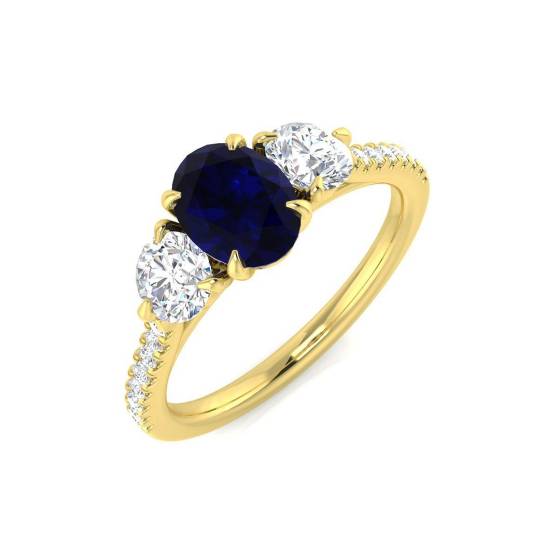 2.00ct SI1/G Oval cut Blue Sapphire Gemstone Ring in 18k Yellow Gold