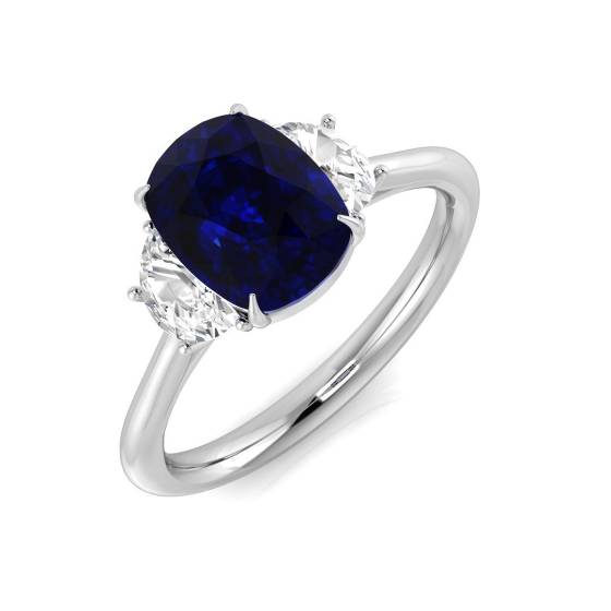 2.51ct SI1/G Cushion cut Blue Sapphire Gemstone Ring in Platinum