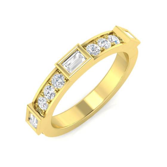 0.57ct SI2/G Round cut Diamond Half Eternity Ring in 18k Yellow Gold