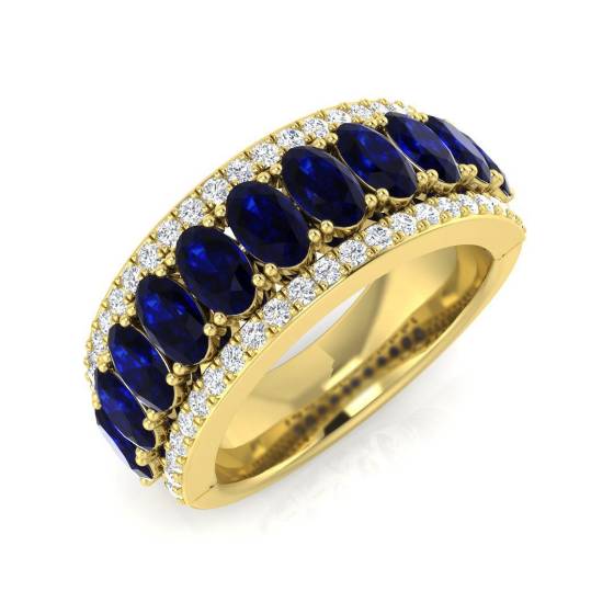 3.11ct SI2/G Oval cut Blue Sapphire Gemstone Ring in 18k Yellow Gold