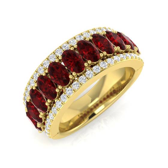 3.45ct SI2/G Oval cut Ruby Gemstone Ring in 18k Yellow Gold