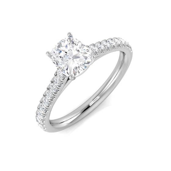 1.24ct SI2/G Cushion cut Solitaire Engagement Ring in Platinum