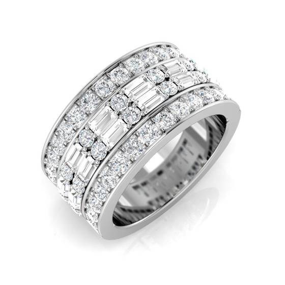 1.87ct SI1/G Round and Baguette cut Diamond Half Eternity Ring in 9k White Gold