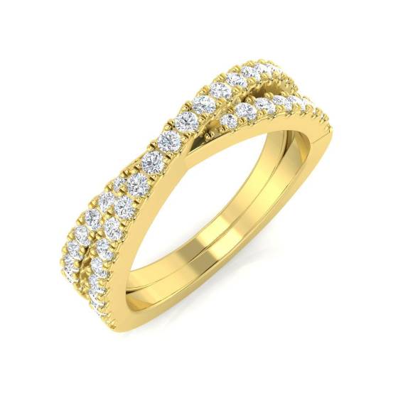 0.48ct SI2/G Round cut Cris Cross Ring in 18k Yellow Gold