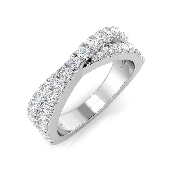 0.74ct SI2/G Round cut Cris Cross Ring in Platinum