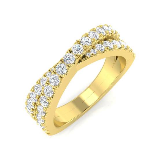 0.74ct SI2/G Round cut Cris Cross Ring in 18k Yellow Gold