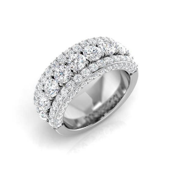 2.89ct SI1/G Round cut Diamond Pave Ring in 9k White Gold