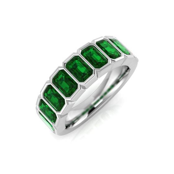 2.33ct AA Emerald cut Green Emerald Gemstone Ring in Platinum