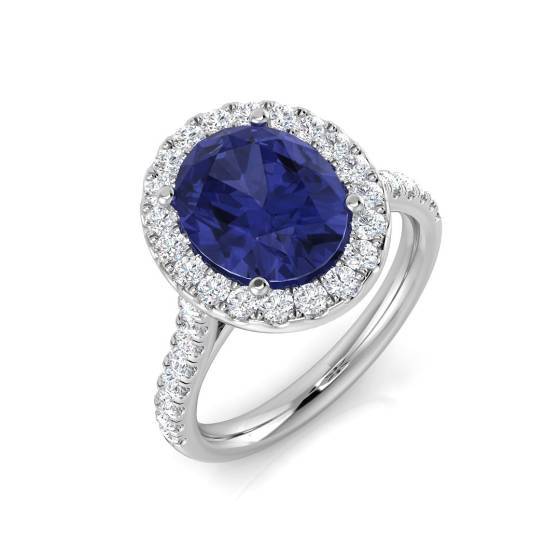 3.48ct SI2/G Oval cut Tanzanite Gemstone Ring in Platinum