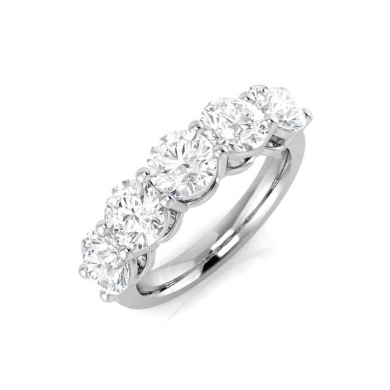 3.20ct VS/F Round cut Lab Grown 5 Stone Diamond Ring in 9k White Gold