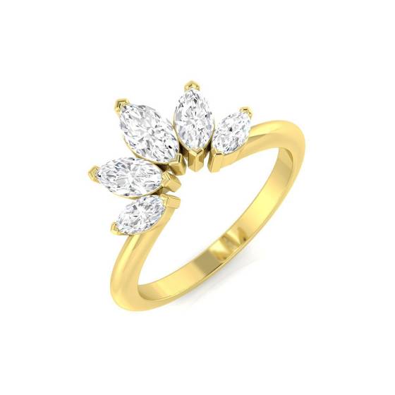 0.87ct SI1/G Marquise cut Cluster Diamond Ring in 18k Yellow Gold