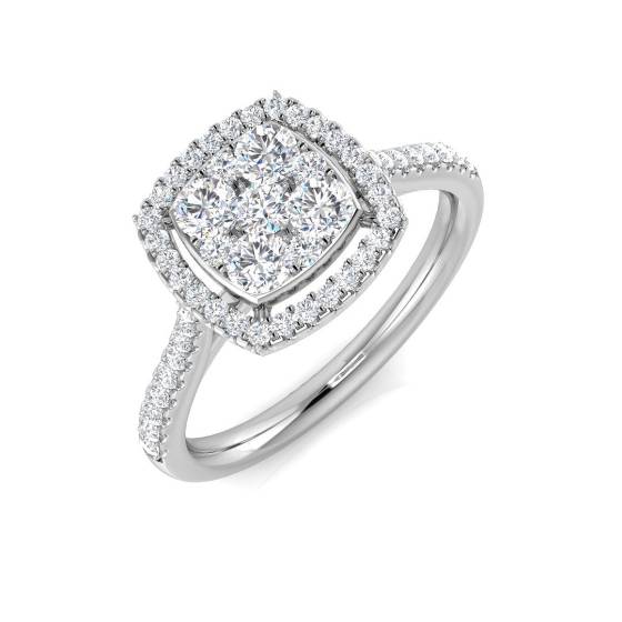 0.60ct SI1/G Round cut Cluster Diamond Ring in 18k White Gold