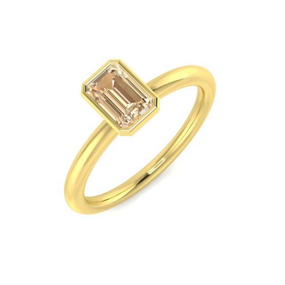 0.52ct Emerald cut Morganite Gemstone Ring in 9k Yellow Gold