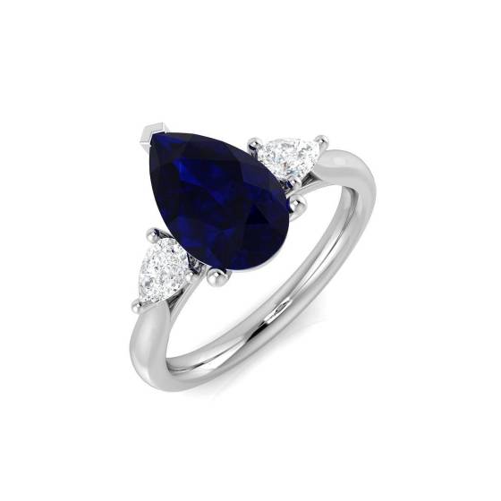 2.79ct Pear cut Blue Sapphire Gemstone Ring in Platinum