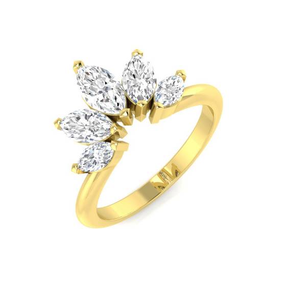 1.25ct SI1/G Marquise cut Cluster Diamond Ring in 18k Yellow Gold