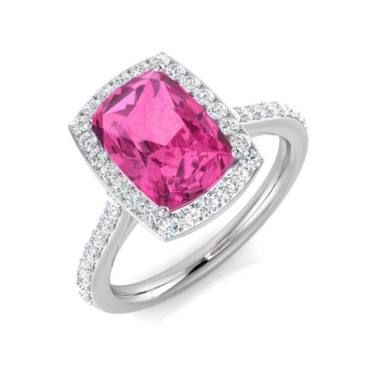 3.14ct SI2/G Oval cut Pink Sapphire Gemstone Ring in Platinum