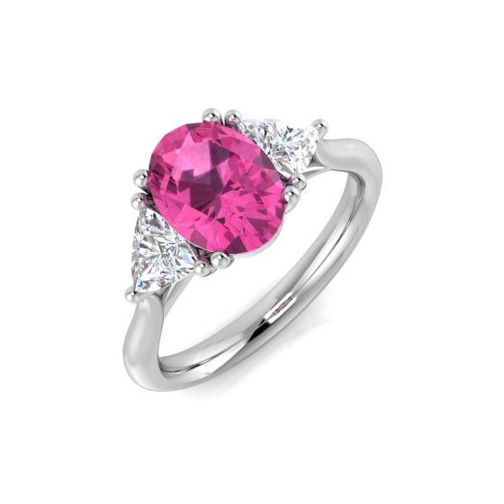 2.70ct SI1/G Oval cut Pink Sapphire Gemstone Ring in Platinum