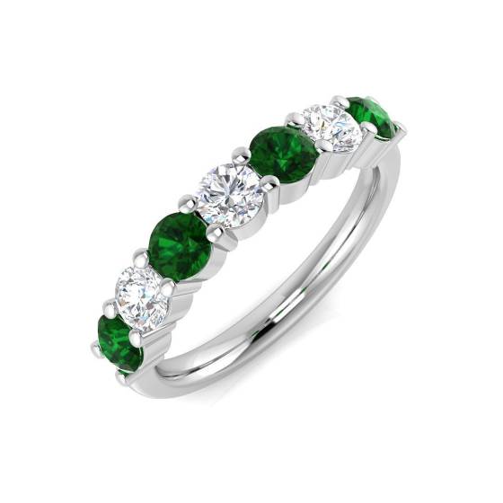 1.17ct SI2/G Round cut Green Emerald Gemstone Ring in Platinum