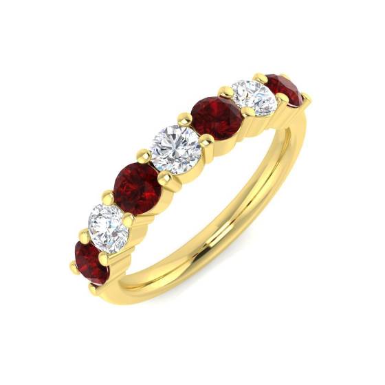 1.44ct SI2/G Round cut Ruby Gemstone Ring in 18k Yellow Gold