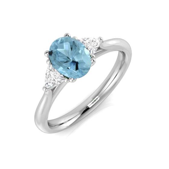 0.84ct SI2/G Oval cut Aquamarine Gemstone Ring in Platinum