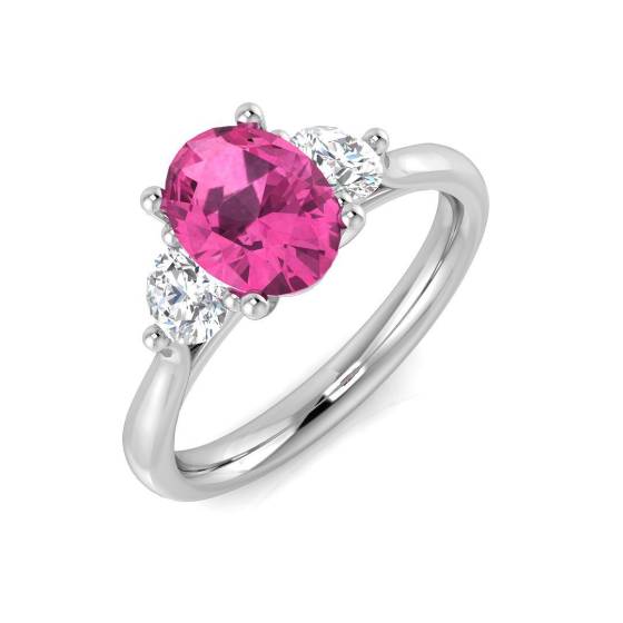 1.67ct SI2/G Oval cut Pink Sapphire Gemstone Ring in Platinum