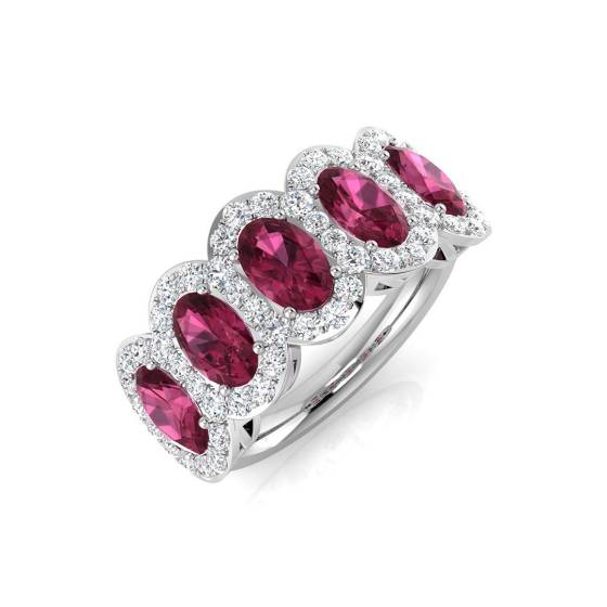 2.74ct SI2/G Oval cut Pink Tourmaline Gemstone Ring in 9k White Gold