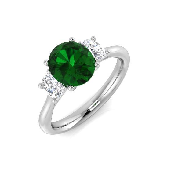 2.21ct SI2/G Oval cut Emerald Gemstone Ring in Platinum