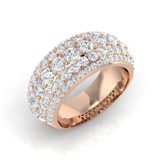 2.93ct SI2/G Round cut Diamond Pave Ring in 9k Rose Gold