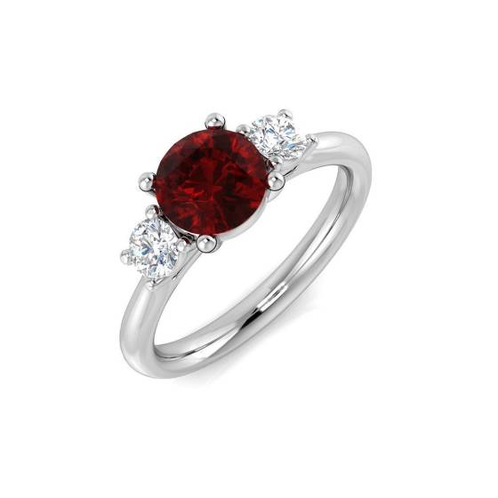 1.63ct SI2/G Round cut Ruby Gemstone Ring in Platinum