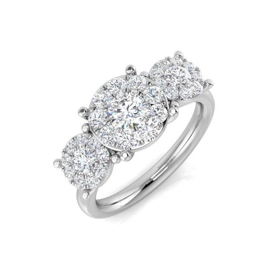 0.97ct I1/G Round cut Diamond 3 Stone Ring in 9k White Gold