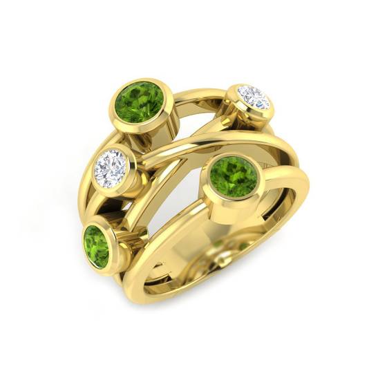 1.51ct SI2/G Round cut Peridot Gemstone Ring in 9k Yellow Gold