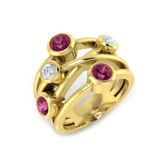 1.43ct SI2/G Round cut Pink Tourmaline Gemstone Ring in 9k Yellow Gold