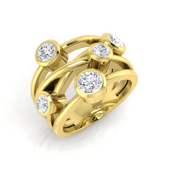 1.45ct SI2/G Round cut Diamond Bubble Ring in 18k Yellow Gold