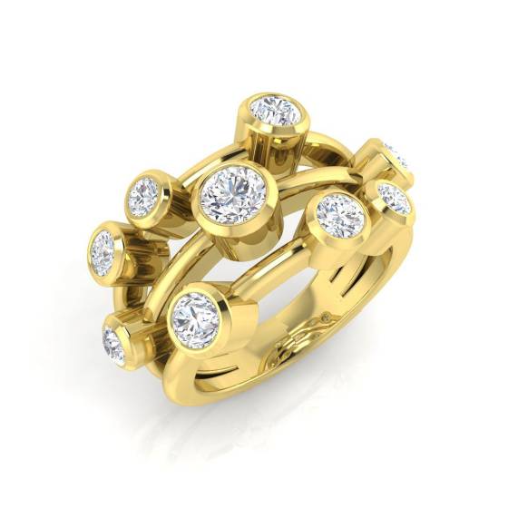 1.43ct SI2/G Round cut Diamond Bubble Ring in 18k Yellow Gold