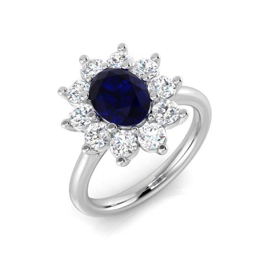 2.35ct SI2/G Oval cut Blue Sapphire Gemstone Ring in Platinum