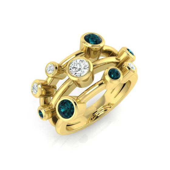 1.26ct SI2/G Round cut Blue Topaz Gemstone Ring in 9k Yellow Gold