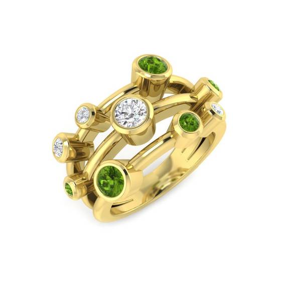 1.20ct SI2/G Round cut Peridot Gemstone Ring in 9k Yellow Gold