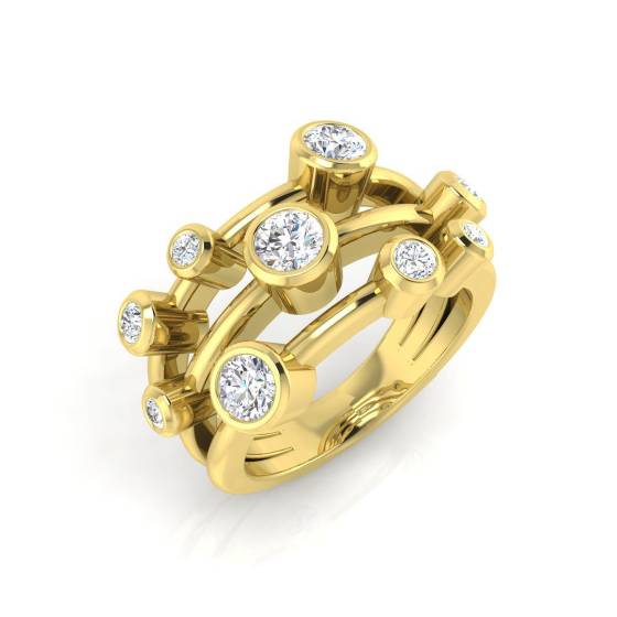 1.01ct SI2/G Round cut Diamond Bubble Ring in 18k Yellow Gold