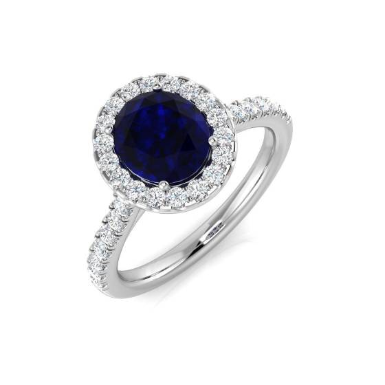 2.16ct SI2/G Oval cut Blue Sapphire Gemstone Ring in Platinum