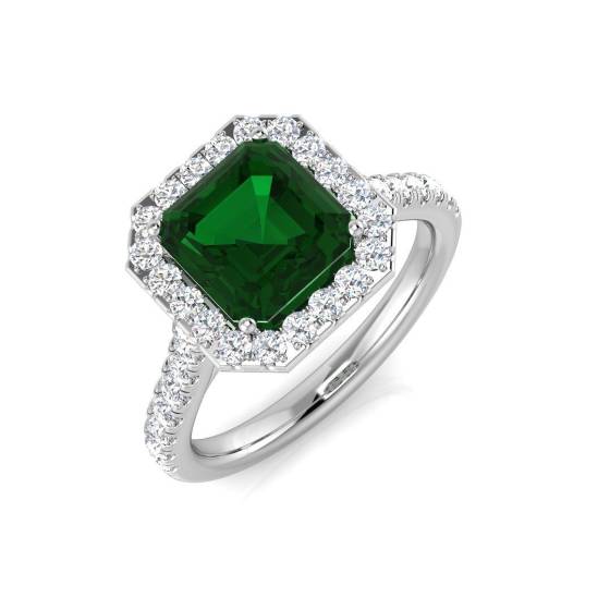 2.31ct SI2/G Emerald cut Green Emerald Gemstone Ring in Platinum