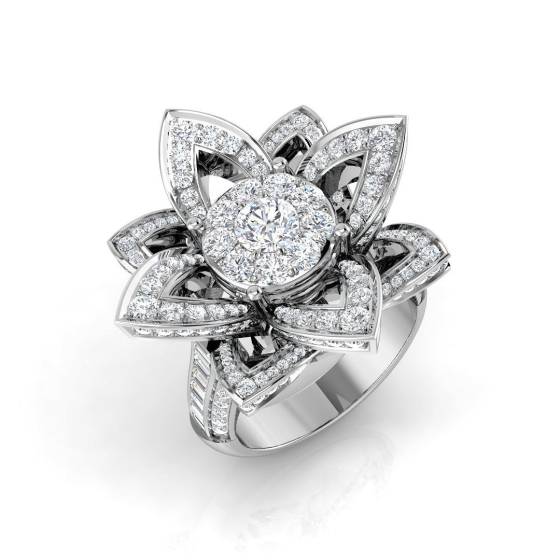 2.34ct SI2/G Round cut Diamond Pave Ring in 9k White Gold