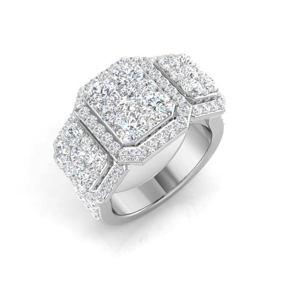 2.67ct SI2/G Round cut Diamond Pave Ring in 9k White Gold